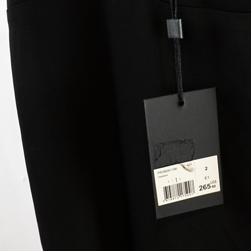 The Kooples Black Midi Slip Dress Embroidered V Neck - M - NWT - Picture 4 of 9